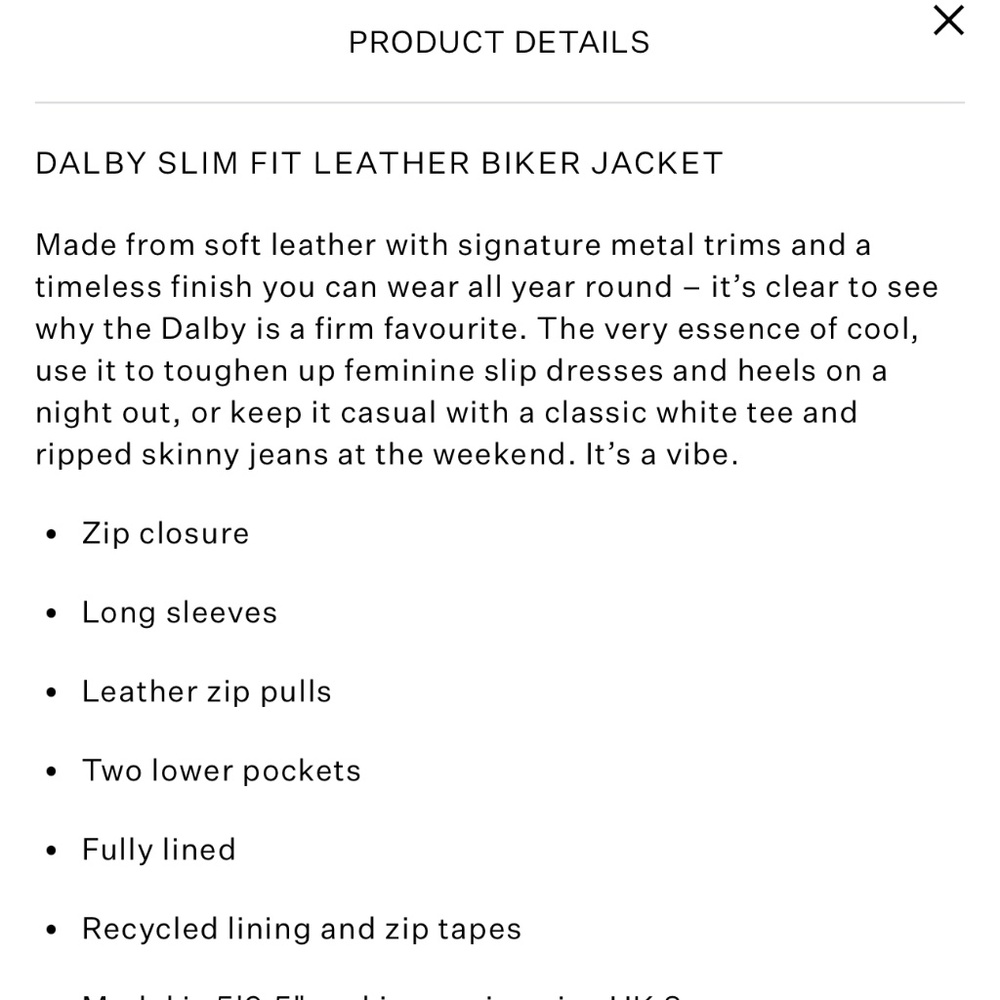 AllSaints Dalby Slim Fit Leather Biker Jacket – Black – 100% Sheep Leather - Picture 6 of 6